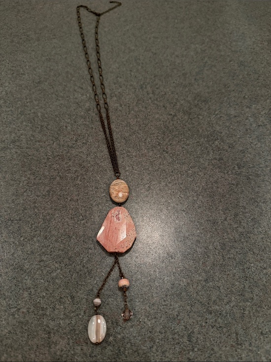 Jewelry - Handcrafted Pink Stone Pendant Necklace - Women Jewelry